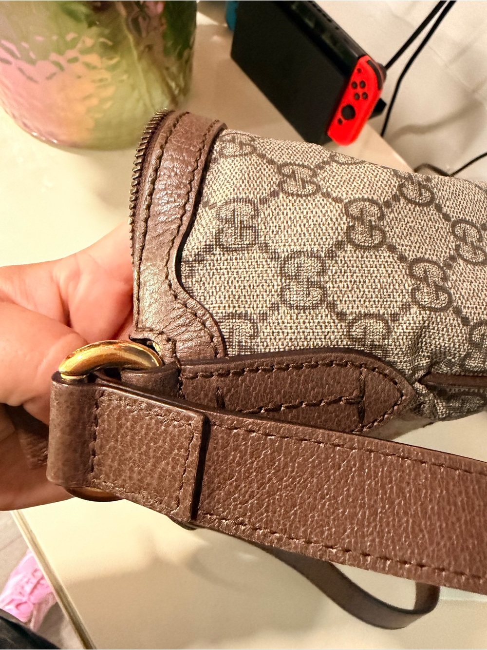 Gucci GG  ophidia half moon Supreme Web Stripe Shoulder Bag in Beige/Brown - Picture 16 of 16